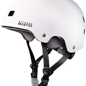 Outdoor Master White Adjustable Bike Helmet Adult Kids Youth (M)
